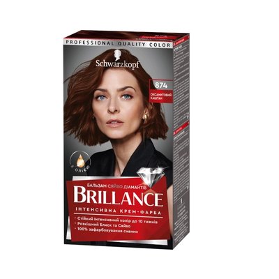 Фарба для волосся Brillance 874-Бархатистий каштан 142.5 мл (4015000535328) 2970      фото