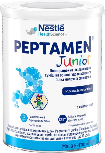 Ентеральне харчування Nestle Peptamen Junior Пептамен Джуніор з ароматом ванілі для дітей від 1 року 400 г (7613034993816) В00067547 фото