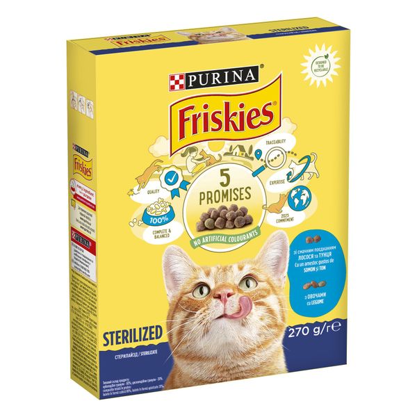 Сухой корм Friskies Sterilized Cats для стерилизованных кошек с лососем и овощами 270 г. (7613035352346) 000071123 фото