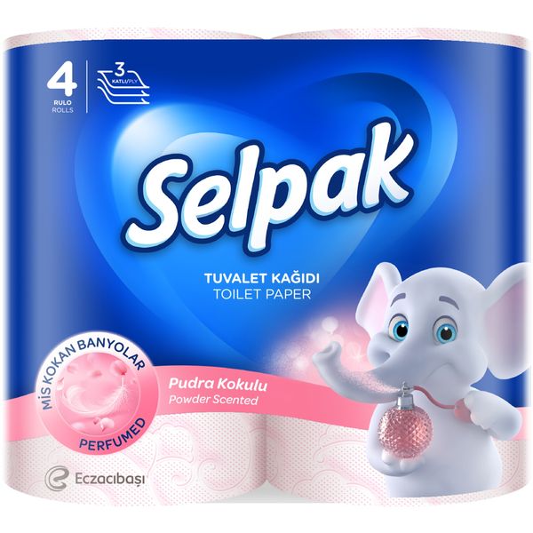 Туалетний папір Selpak Perfumed Пудра 3 шари 4 шт (8690530065482) В00142827 фото