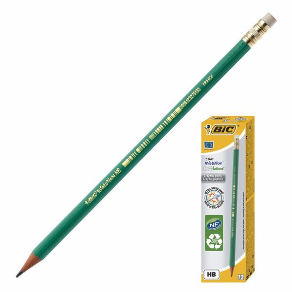 Олівець BIC Evolution 880332 924 655 HB з гумкою (3086123275133) В00294254 фото