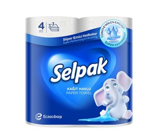 Бумажные полотенца Selpak 3 слоя 80 отрывов 4 шт (8690530015012) В00143625 фото