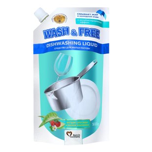 Засіб для миття посуду Wash&Free екстракт алое вера та лісової суниці дой-пак 500 мл (4260637724670) В00299462 фото