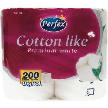 Туалетная бумага Perfex Cotton Like Premium White 3 слоя 4 рулона (8606102287329) В00141796 фото