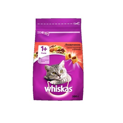 Сухий корм Whiskas для котів з яловичиною 300 г (5998749144114) 000076218 фото