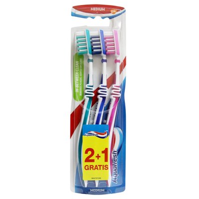 Зубна щітка Aquafresh Intense Clean средняя 2+1шт. (5054563931085) В00281934 фото