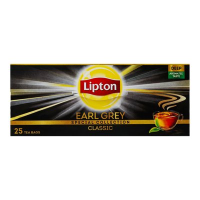 Чай Lipton Earl Grey Чорний з ароматом бергамоту пакетований 25 х 1.5 г (8722700045861) 000074349 фото