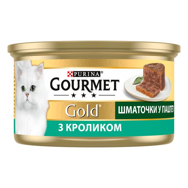 Влажный корм для кошек Purina Gourmet Gold с кроликом, кусочки в паштет 85 г. (7613033706271) 000076569 фото