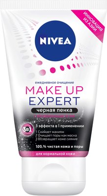 Чорна пінка Nivea Make up Еxpert для нормальної шкіри з чорним вугіллям 100 мл (4005900487551) В00280695 фото