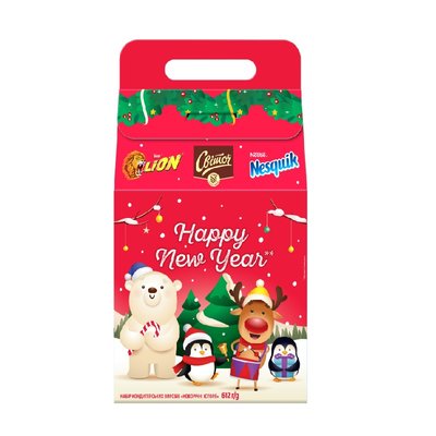 Новорічний подарунковий набір цукерок Nestle Lion Nesquik Світоч Новорічні Історії 612 г (8445290518958) 000078081 фото