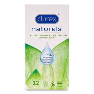 Презервативи латексні з гелем-змазкою Durex Naturals (тонкі) 12 шт . (4820108004931) В00288959 фото