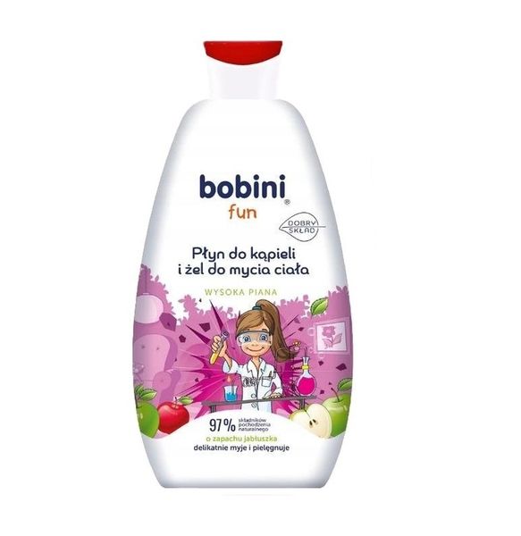 Лосьон для ванны и гель для мытья тела Bobini Fun Яблочко 500 мл (5900931033342) 000077542 фото