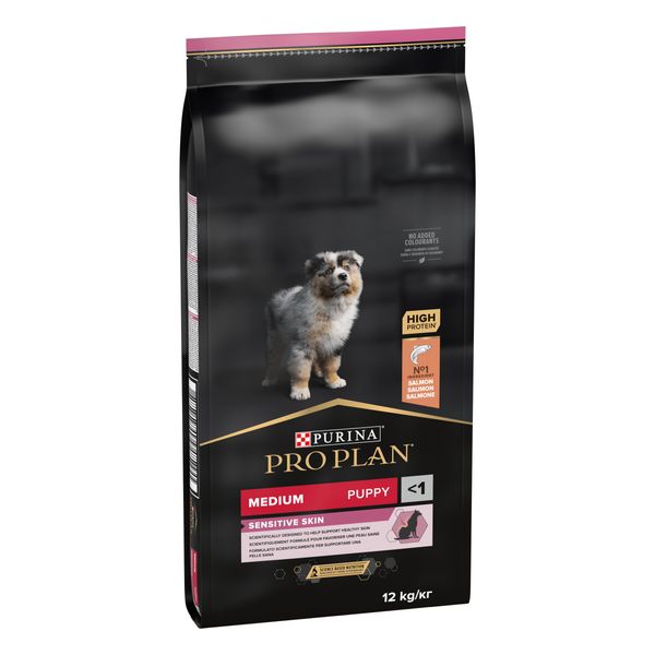 Сухой корм Purina Pro Plan Medium Puppy для щенков средних пород с чувствительной кожей с лососем 12 кг (7613035120389) 000030055 фото