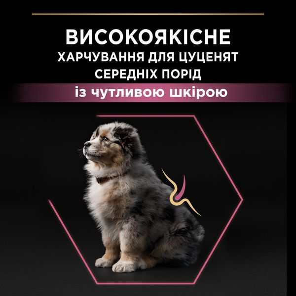 Сухий корм Purina Pro Plan Medium Puppy для цуценят середніх порід з чутливою шкірою з лососем 12 кг (7613035120389) 000030055 фото