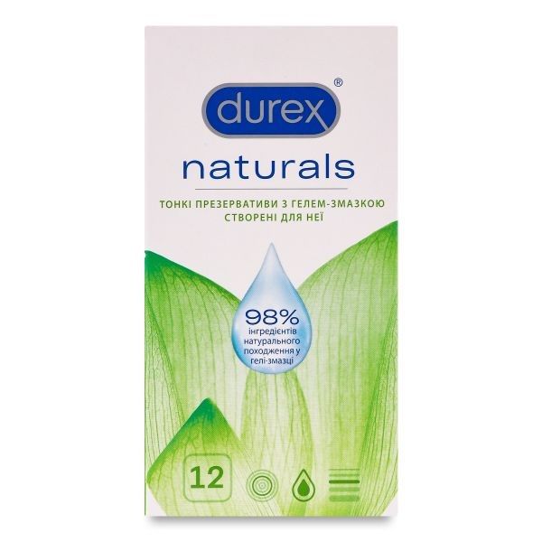 Презервативы латексные с гелем-смазкой Durex Naturals (тонкие) 12 шт. (4820108004931) В00288959 фото