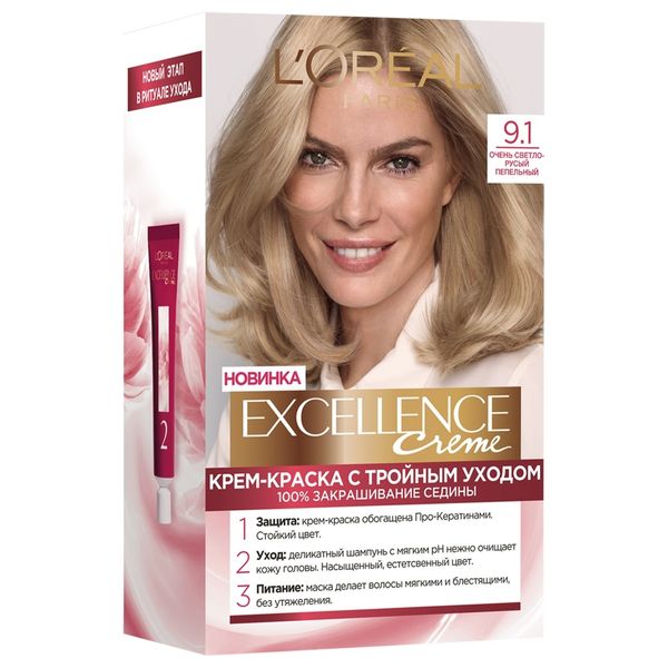 Краска для волос L'Oreal Excellence Creme 9.1 192 мл (3600524094058) В00308412 фото