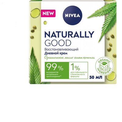 Денний крем Nivea Naturally Good Органічна олія насіння коноплі для нормальної шкіри 50 мл (4005900886941) В00282434 фото
