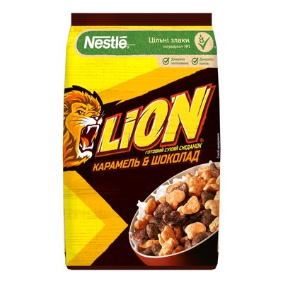 Готовий сухий сніданок Lion Карамель та шоколад з вітамінами та мінеральними речовинами 375 г (5900020041746) 000077204 фото