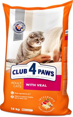 Сухий корм Club 4 Paws Premium для котів з Телятиною 14 кг. (4820083909207) 000028609 фото