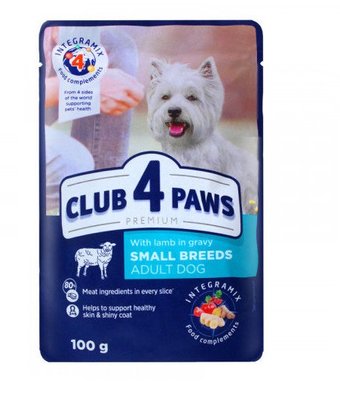 Вологий корм Club 4 Paws Premium для собак малих порід з ягняти в соусі 100 г (4820215363464) 000073415 фото