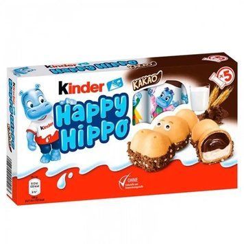 Печенье Kinder Biscuit Happy hippo хрустящий с молочной и какао начинкой 5 х 20.7 г. (4008400836423) 000088035 фото
