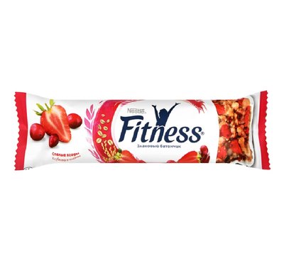 Батончик Fitness Nestle Стиглі ягоди полуниці та журавлина злаковий, 23.5 г (5900020030627) 000077106 фото