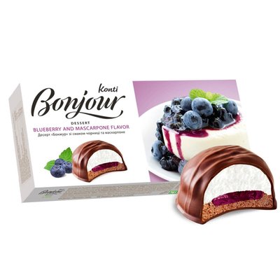 Десерт Bonjour зі смаком чорниці та маскарпоне 232 г (4823012265009) 000063671 фото