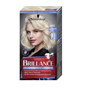 Фарба для волосся Brillance 801 Діамантовий Блондин 142.5 мл (4015100716672) В00292093 фото