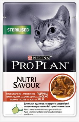 Вологий корм для кішок Purina Pro Plan Sterilised Nutrisavour з яловичиною 85 г (7613036092883) 000071063 фото