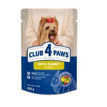 Влажный корм для взрослых собак Club 4 Paws Премиум Кусочки с кроликом в соусе 100 г.(4820269144590) 000081988 фото