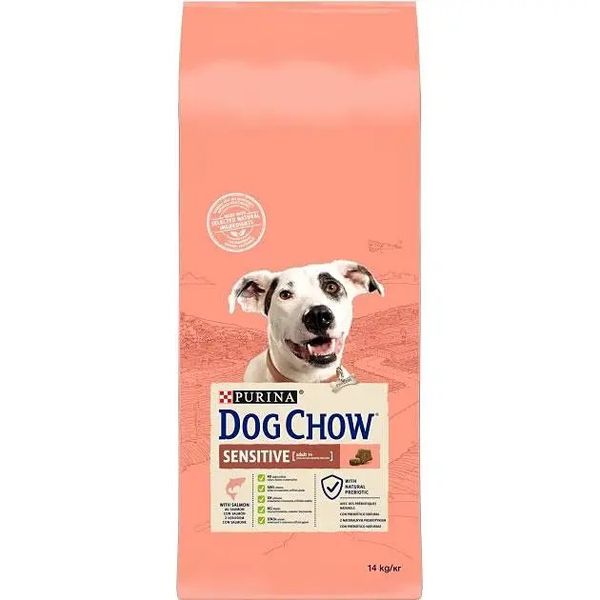 Сухой корм Dog Chow Sensitive для собак с чувствительным пищеварением с лососем 14 кг (7613034488244) 000070805 фото