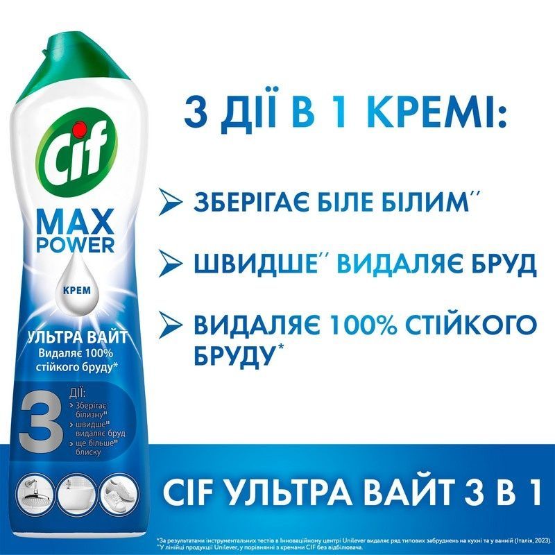 Крем для чистки Cif Ультра Уайт 500 мл (8711600304918) В00185900 фото