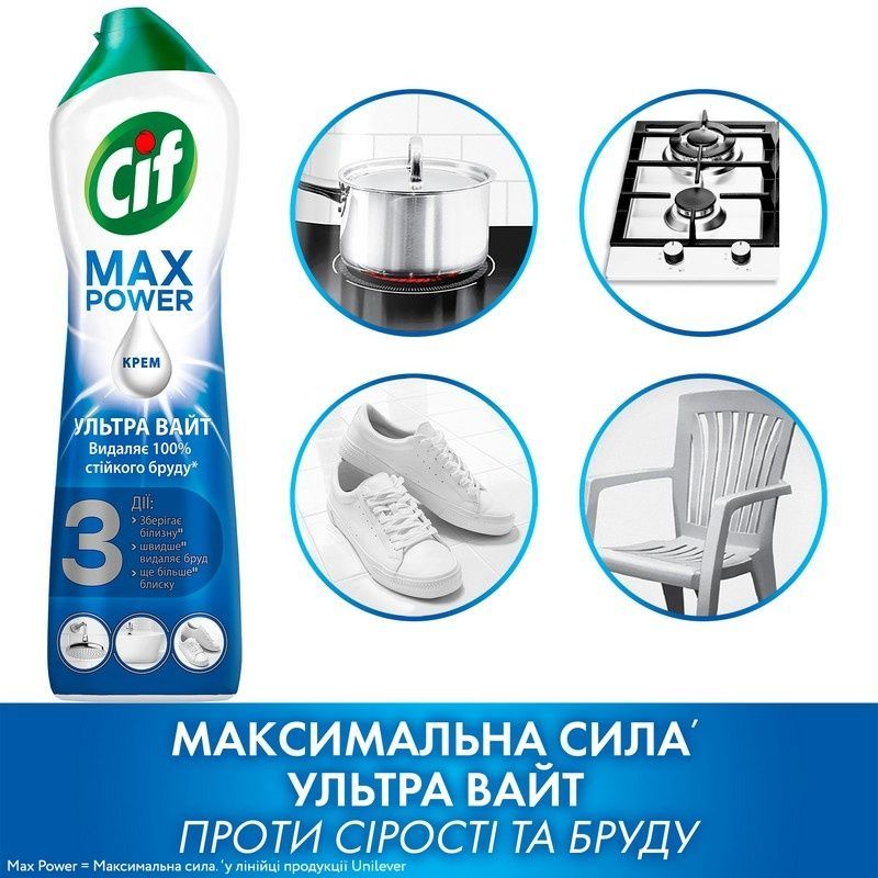 Крем для чистки Cif Ультра Уайт 500 мл (8711600304918) В00185900 фото