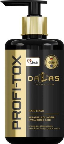 Маска для волосся Dalas Cosmetics Profi-Tox з Кератином, Колагеном та Гіалуроновою кислотою 900 мл (4262396141514) В00306217 фото