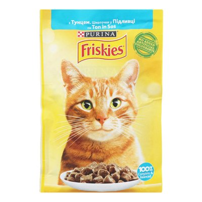 Влажный корм FRISKIES для взрослых кошек, кусочки в соусе с тунцем 85 г (7613036962315) 000061916 фото