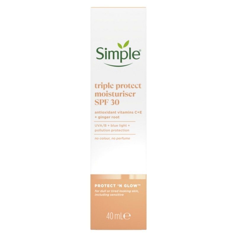Зволожувальний крем SIMPLE Protect & Glow потрійного захисту з SPF 30 40 мл (8717163866900) В00317588_U фото