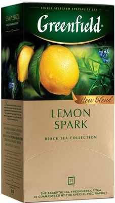 Чай Greenfield Lemon Spark Чорний пакетований 25 х 1.5 г (4823096802282) 000025514 фото