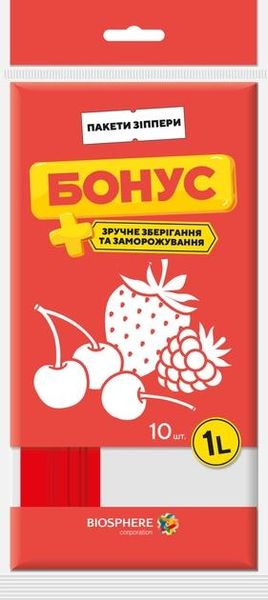 Зіп-пакети Бонус для зберігання та заморозки продуктів 1 л 10 шт (4823071658712) В00305135 фото