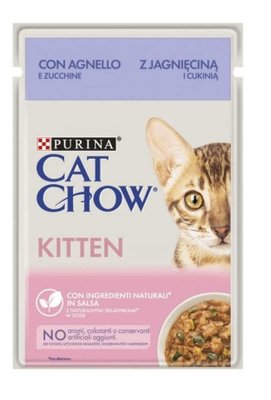 Вологий корм для котів Purina Cat Chow Kitten з ягнятком та цукіні в желе 85г(7613037025545) 000073840 фото