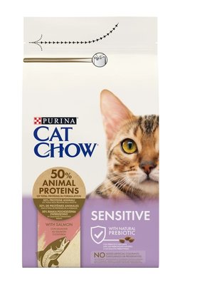 Сухий корм Cat Chow Sensitive для дорослих котів із чутливою шкірою та травленням з лососем 1.5 кг (7613035394131) 000074638 фото
