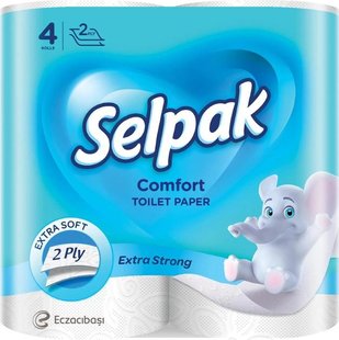 Упаковка туалетного паперу Selpak Comfort 4 рулони (8690530802117) В00145740 фото