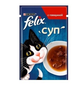 Вологий корм Purina Felix Soup Суп для котів з Яловичиною 48 г.(7613036632294) 000073085 фото
