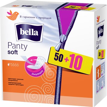 Щоденні гігієнічні прокладки Bella Panty Soft 50+10 шт (5900516312008) В00305103 фото