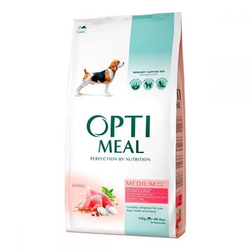 Сухий повнораційний корм Optimeal для собак середніх порід зі смаком індички 1.5 кг (4820083905407) 000020788 фото