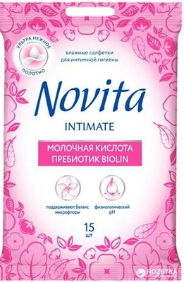 Упаковка вологих серветок для інтимної гігієни Novita Intimate Soft 15 шт (4823071616262) В00147967 фото