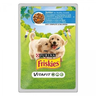 Влажный корм для собак Purina Friskies Junior с курицей и морковью в соусе 100 г (7613035800861) 000072574 фото