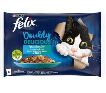 Упаковка влажного корма для взрослых кошек Felix Duo рыбное ассорти 4 х 85 г (7613287487391) 000087847 фото