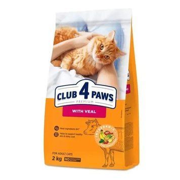 Сухий корм для котів Club 4 Paws Преміум з телятиною 2 кг (4820269140189) 000079244 фото