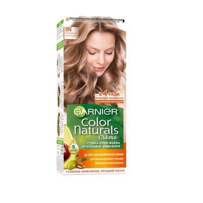 Стійка фарба для волосся Garnier Color Naturals інтенсивне живлення 8N Натуральний світло-русявий 112 мл (3600542404679) В00137959 фото