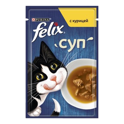 Вологий корм Purina Felix Soup Суп для котів з Куркою 48 г.(7613036632331) 000073086 фото
